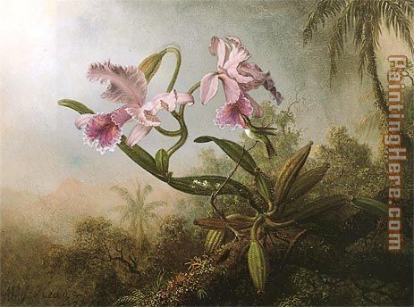 Orchids and Hummingbird 1875 painting - Martin Johnson Heade Orchids and Hummingbird 1875 art painting
